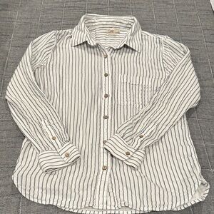 Faherty  White and Blue Striped Casual Shirt